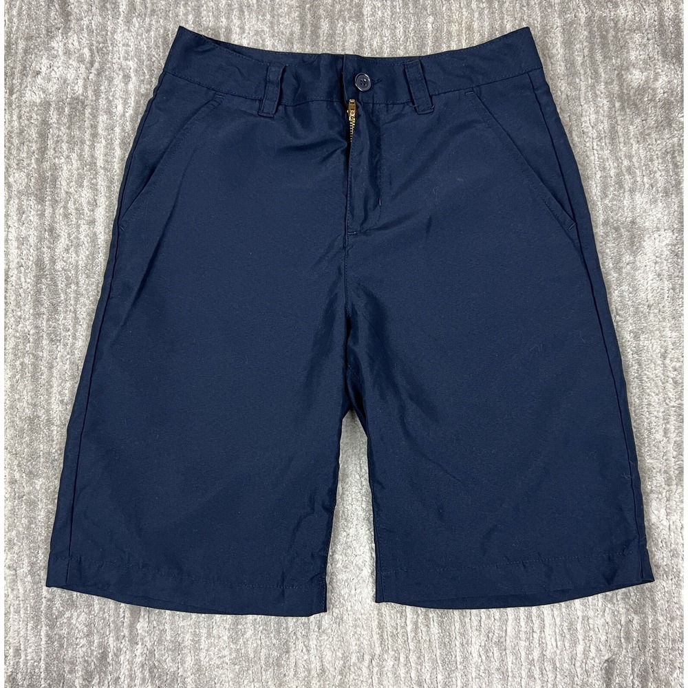 JKHAKI Shorts Boys 14 Navy Blue Flat‎ Front School Uniform Casual Polyester